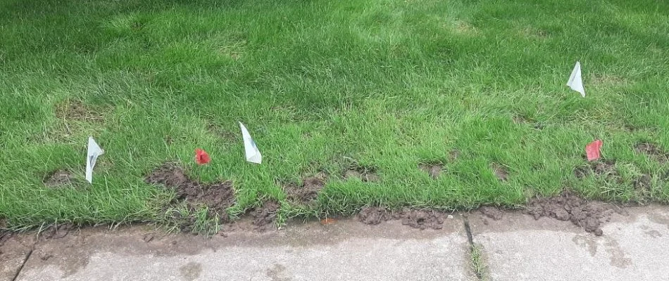 Lawn in Cutlerville, MI, with mole damage.