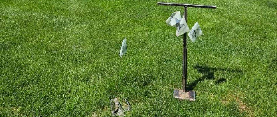 Mole trap on lawn in Grand Rapids, MI. 